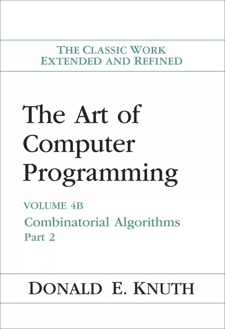 The Art of Computer Programming: Volume 4B, Combinatorial Algorithms – PDF